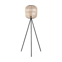 BORDESLEY 1lt Metal & Wood Tripod Floor Lamp