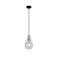 CONTOUR 1lt Wire Pear with Antique Brass Highlight Flex Pendant