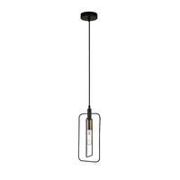 CONTOUR 1lt Wire Rectangular with Antique Brass Highlight Flex Pendant