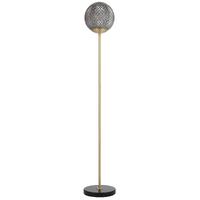 ELWICK 1lt Antique Gold/Black Marble Glass Floor Lamp