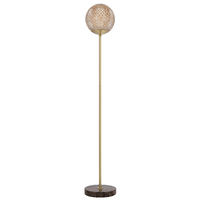 ELWICK 1lt Antique Gold/Brown Marble Glass Floor Lamp