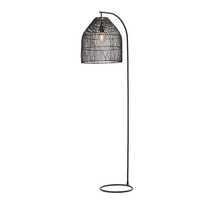 SAWYER 1lt Metal Floor Lamp with Rattan Shade