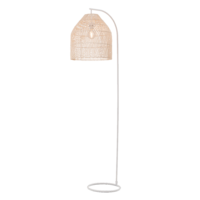 SAWYER 1lt Metal Floor Lamp with Rattan Shade