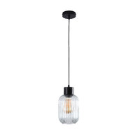 MILLER.130 1lt Optic Ribbed Clear Glass Flex Pendant