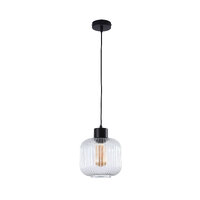 MILLER.200 1lt Optic Ribbed Clear Glass Flex Pendant