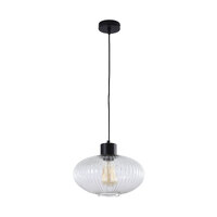 MILLER.300  1lt Optic Ribbed Clear Glass Flex Pendant