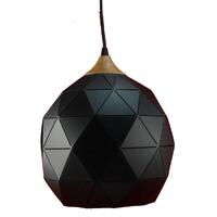 P1750 1lt Large Metal Geometric Pendant with Oak Highlight