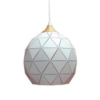 P1750 1lt Medium Metal Geometric Pendant with Oak Highlight