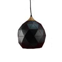 P1750 1lt Small Metal Geometric Pendant with Oak Highlight